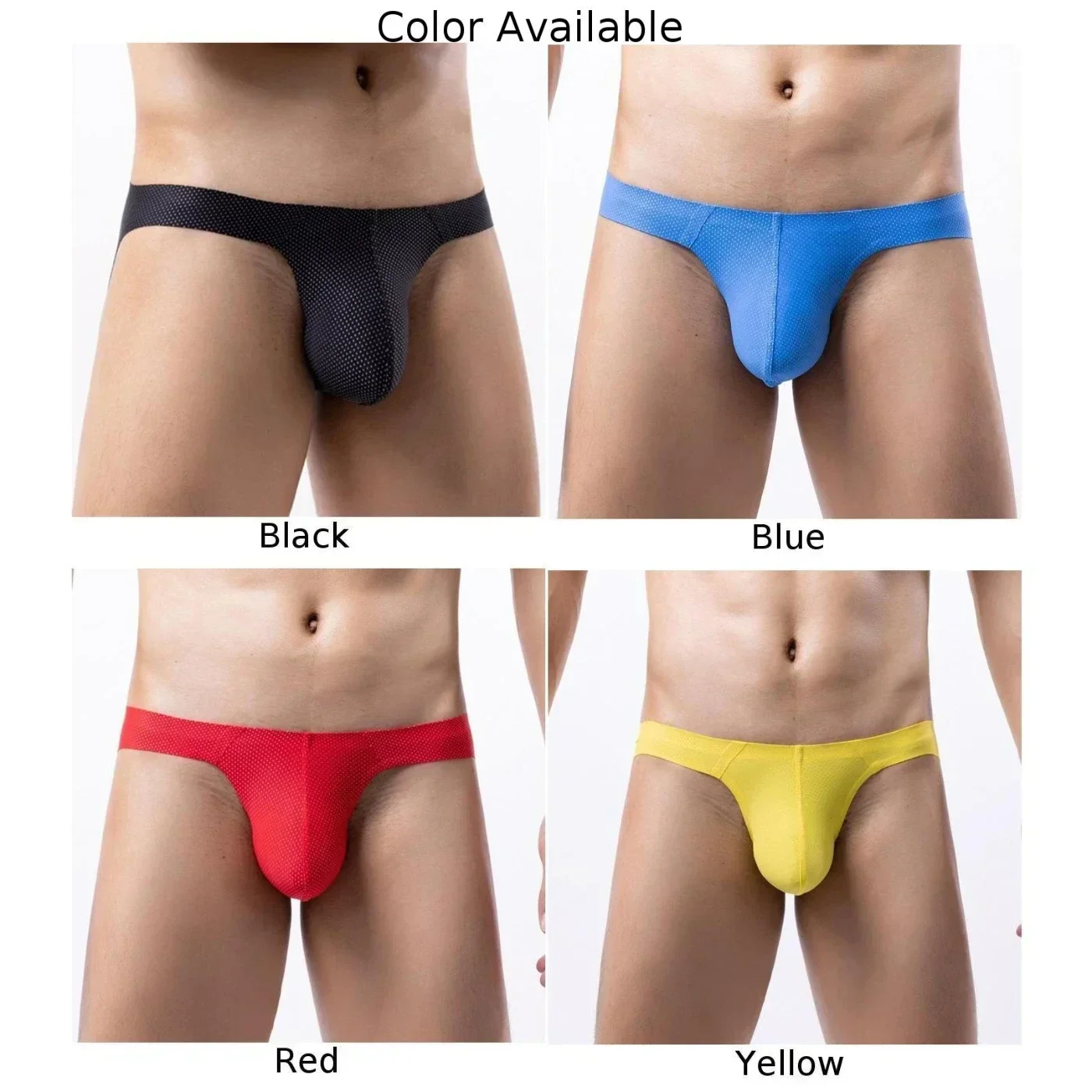 Men\'s Sexy Breathable Traceless U-convex Ice Silk Low-Rise Daily Panties Briefs Underwear Bikini Pouch Solid Casual Men Briefs