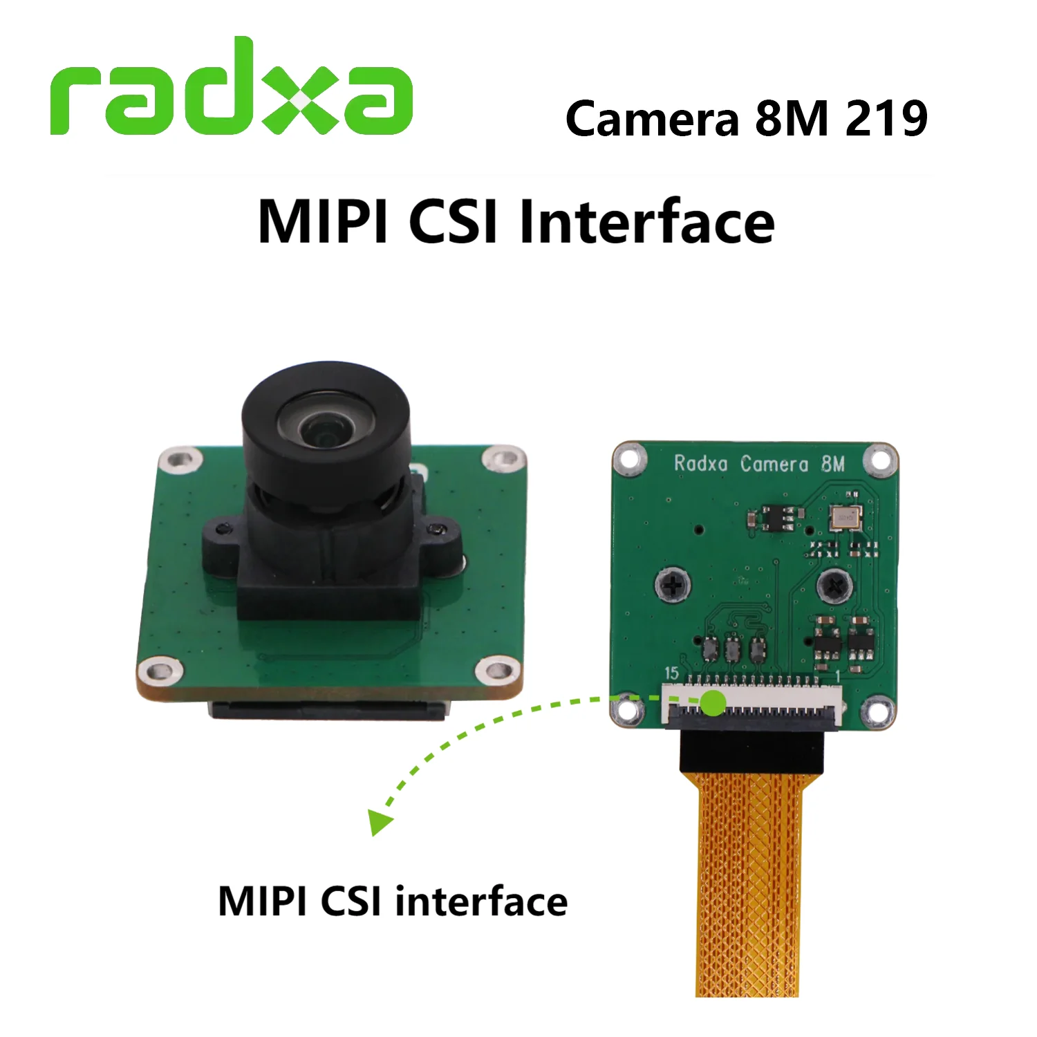 Radxa Camera 8M 219 FOR ZERO 3E/3W SONY IMX219 8M pixel 22P 0.5mm to 15P 1mm FPC cable 150mm