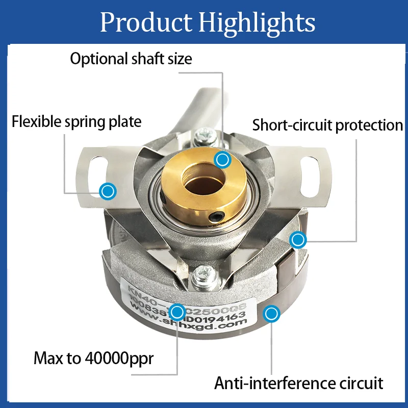 KN40 Hollow Shaft Servo Motor Incremental Encoder UVW 6/8/10 Poles 2048/2500/3600ppr HTL TTL NPN PNP Output Incremental Encoder