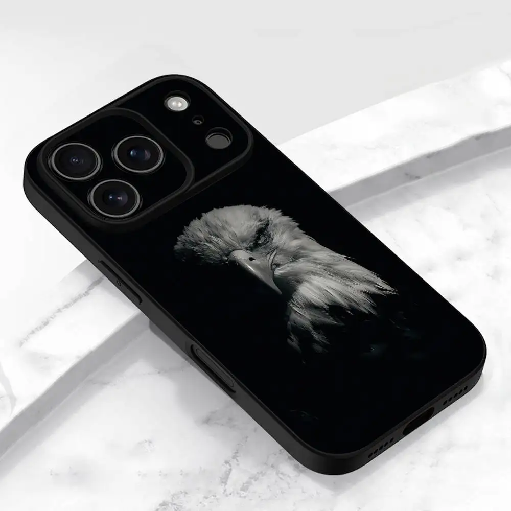 حافظة هاتف إيجل هوك فالكون بيرد لهاتف آيفون 17,16,15,14,13,12,11,Pro,Max,Plus,E,Air,غطاء أسود واقٍ صغير