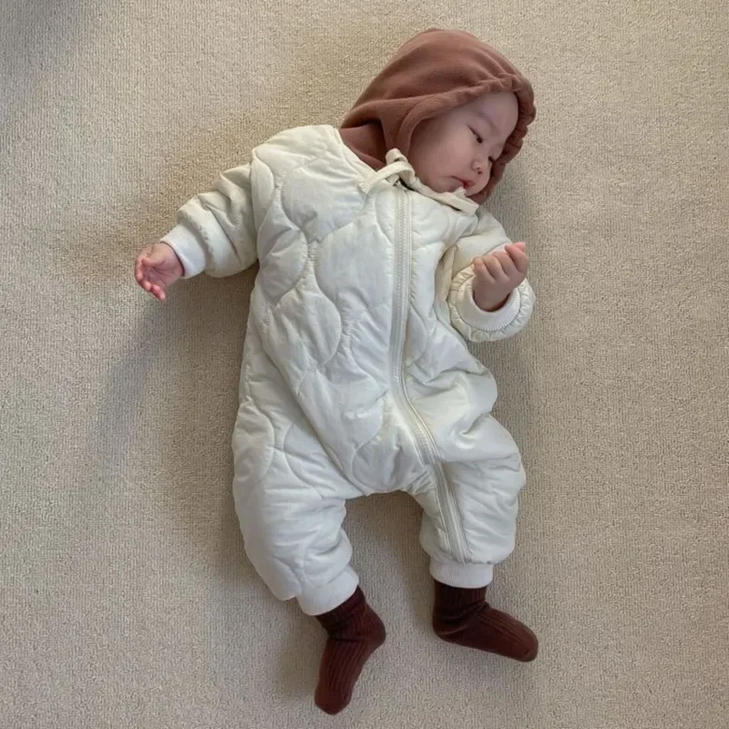 

Hooded Down Cotton Rompers Winter Newborn Baby Boy Girl Toddler Kids Snow Suit Jumpsuit Thicken Warm Outwear Go Out Clothes 0-2Y