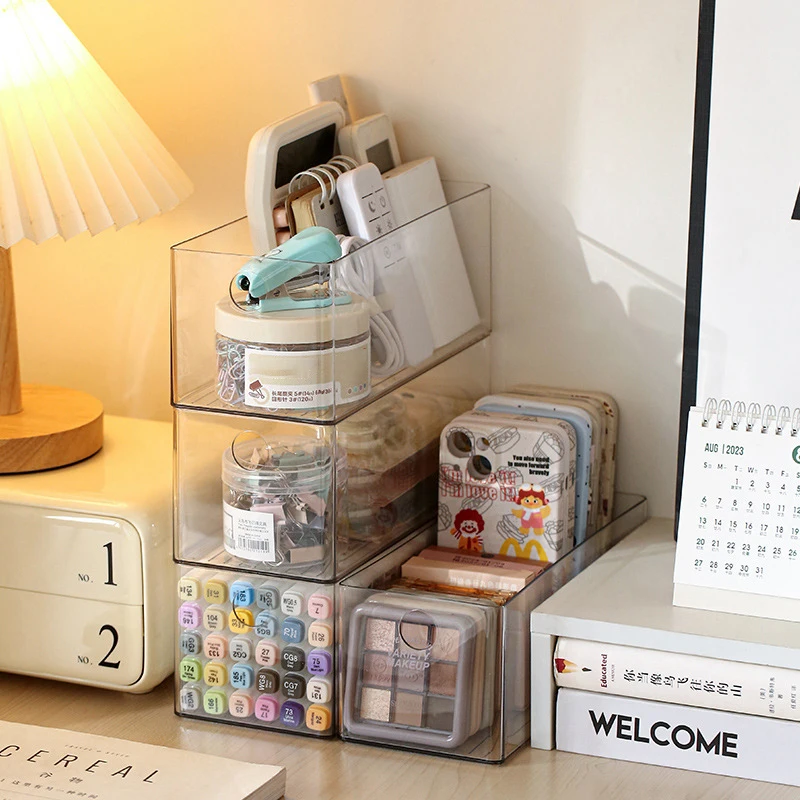 PP Data Cable Organizer Case Charger Storage Box Transparent Desktop Storage Case Moisture-proof Card Organizer Home Supplies