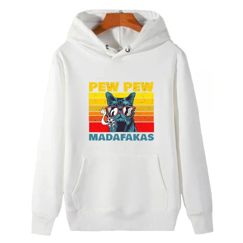 

Suitable For All Ages Men's Sportswear Pew Pew Madafakas Cat Funny Graphic Hooded Sweatshirts High Quality Thick Sweater Hoodie