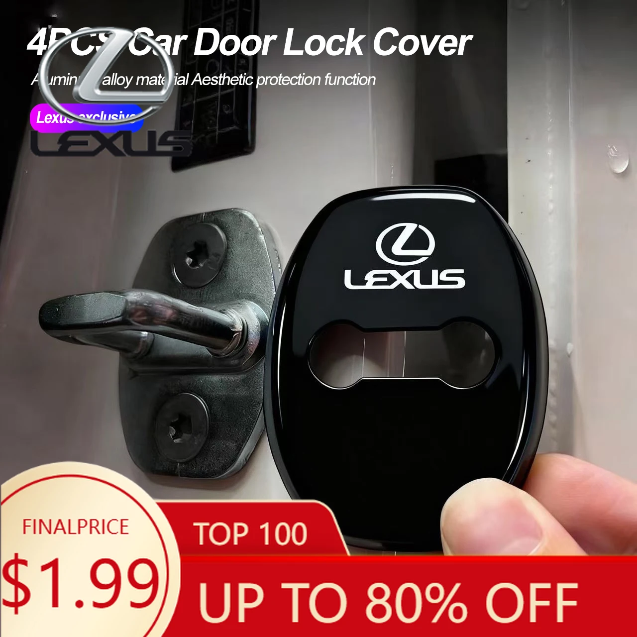 

Interior Mouldings 4PCS Car Door Lock Cover Metal Protection Accessories For Lexus RX300 IS200 IS250 ES350 Ct200h UX250h NX300h