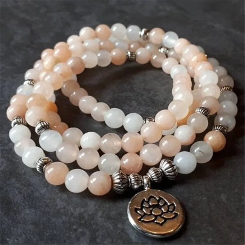 

6mm Topaz Bracelet 108 Beads Lotus Pendant Bohemian Fabric Trendy Casual Eco-Friendly Children Stackable Fashionistas Durable