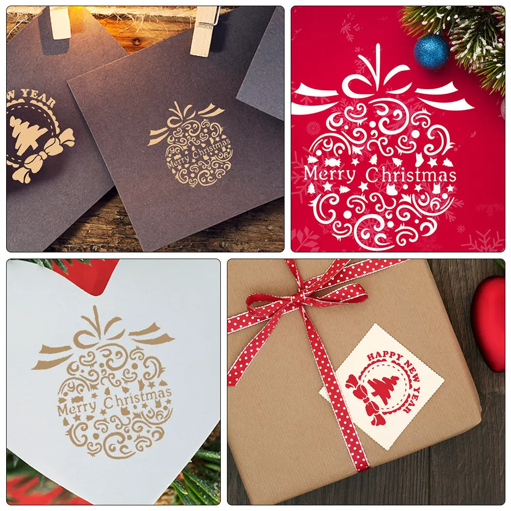 12Pcs Christmas Painting Stencils Templates Reusable Eco Friendly DIY Art Craft Drawing Supplies Holiday Home Decoration