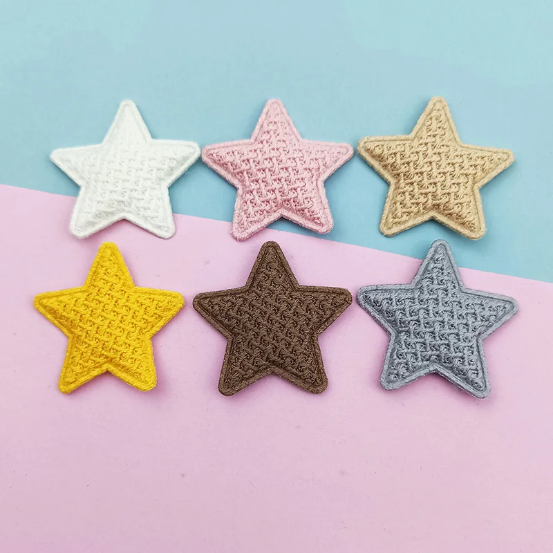 60Pcs 3.3CM Crochet Star Padded Applique For Children\'s Headband Hair Clip Accessories Hats Decoration Patches