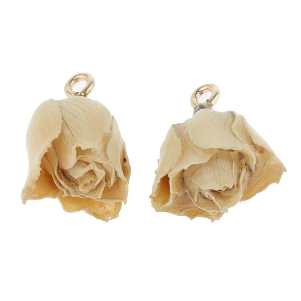 1 Pair Real Resin Dried Rose Flower Charms Pendant Jewelry Making Earring