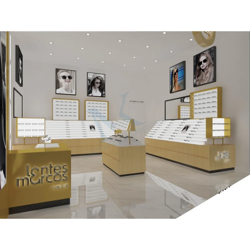 مخصص. تخصيص الحديثة متجر البصرية عرض موقف النظارات الخشبية مكبرة عرض الأثاث #6