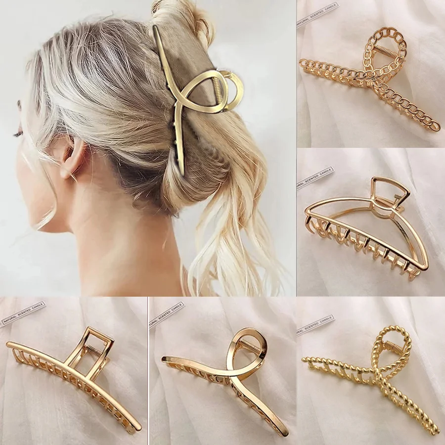 Einfache Metall Geometrische Haar Klaue Clips Elegante Geometrische Haar Zubehör Kreuz Krabbe Bad Clip Für Frauen Mode Mädchen Kopfbedeckungen – Detail 1