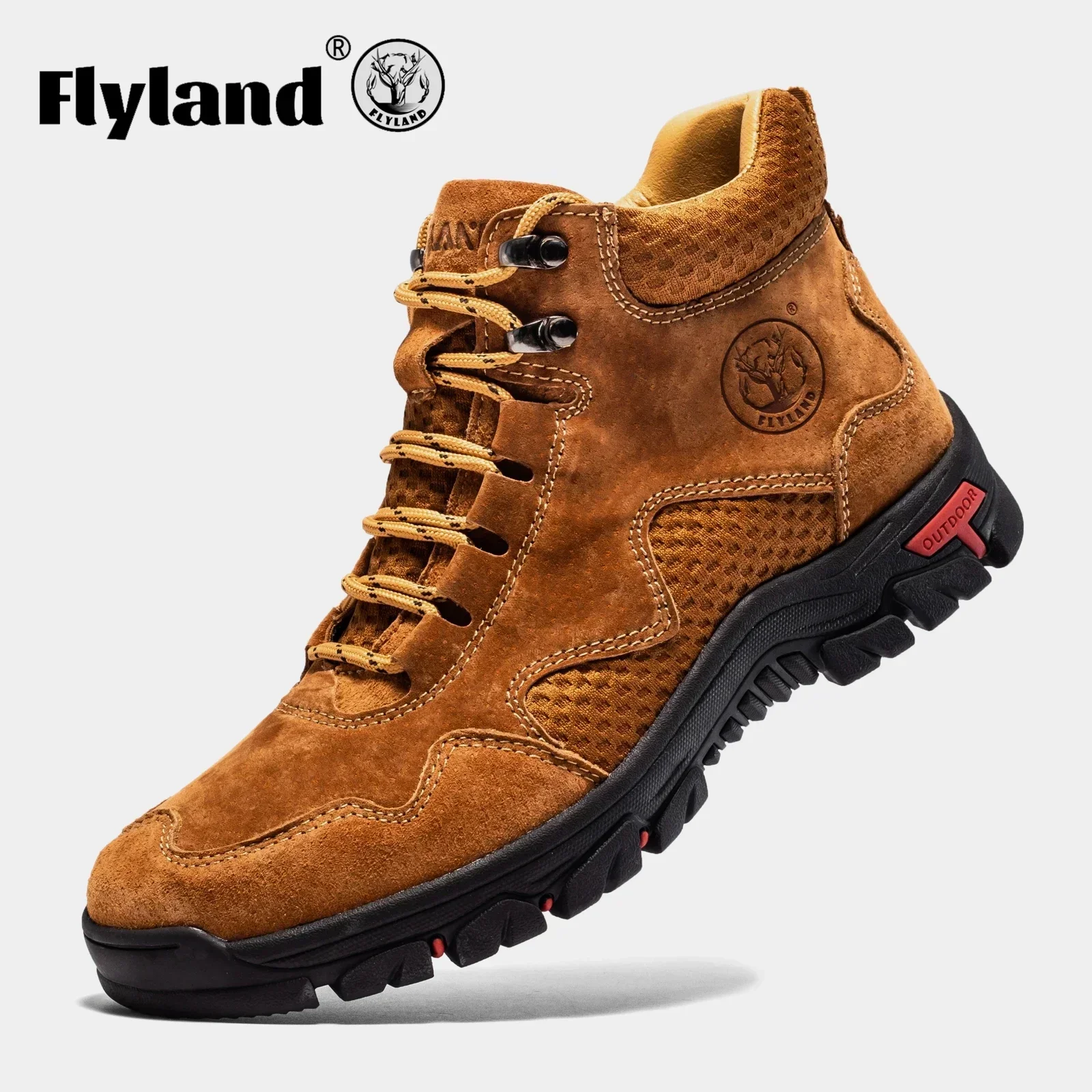 FLYLAND High Top Men‘s Sneakers Casual Ankle Boots Male Genuine Leather Shoes Luxury Men Fashion Dress Shoe