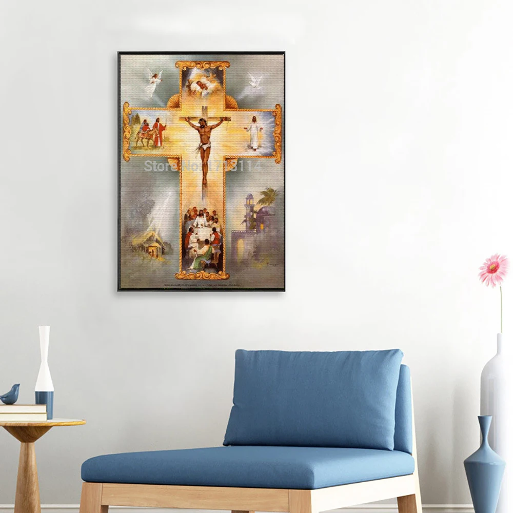 Religion Jesus Printed 11CT Cross Stitch Set Embroidery Handmade Hobby Handiwork Knitting Different For Adults Home Decor