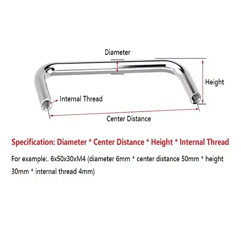 304 Stainless Steel M4 M5 M6 M8 Solid U-shaped Handle Wardrobe Door Cabinet Door Industrial Welded Pulls