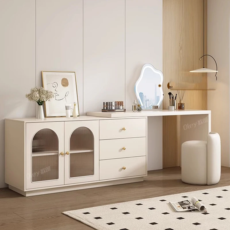 

Mobile Mirror White Dresser Table Make Up Set Corner Drawers Vanity Desk Modern Cabinet Mesa De Maquillaje Bedrooms Furniture