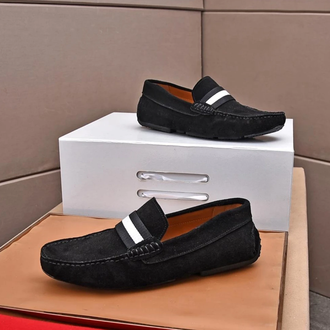 New Men's B Style Fashion Style Bean Shoes Business Causal Loafers High Quality Luxury Striped Design Men's Shoes