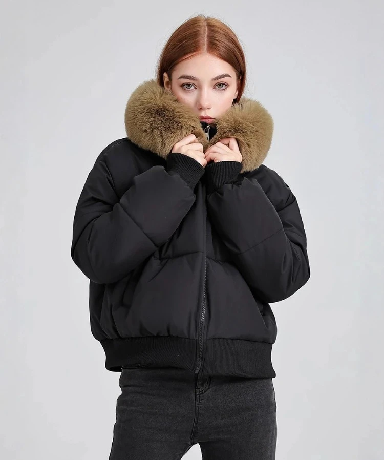 

Куртка женская с капюшоном и меховым воротником-пуховиком женская утепленная короткая парка верхняя одежда