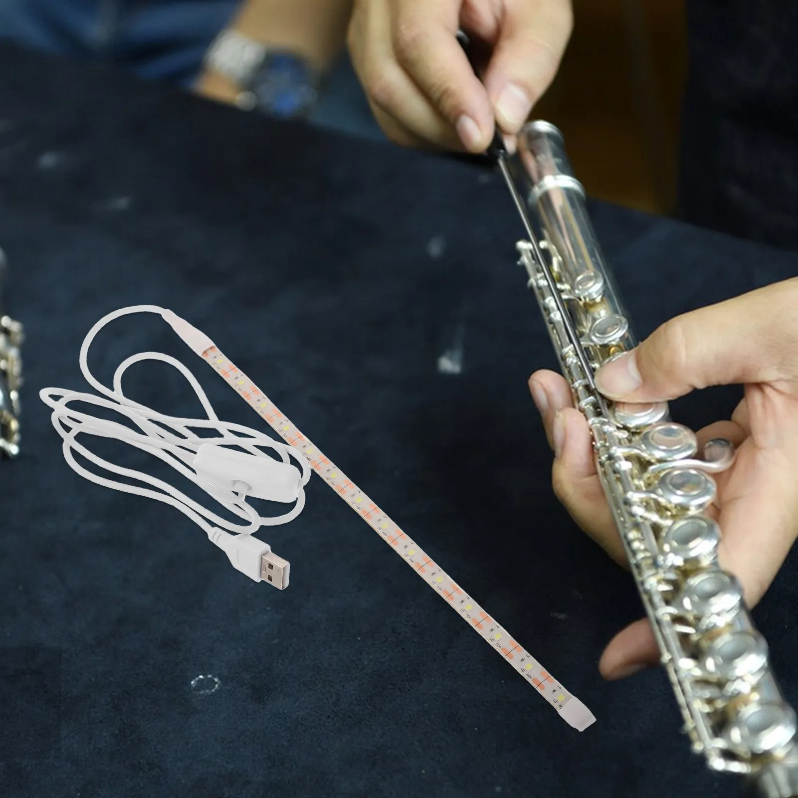 Saxophone Leak Test LED Light Strip USB Plug Switch Instrument Detection Light for Clarinet Flute Oboe Woodwind Repair
