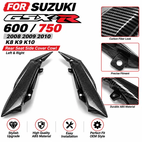 Carbon Fiber Motorcycle Left ,Right Fairing Side Upper Tail Seat Cover Cowl For SUZUKI GSX-R 600 GSXR 750 2008 2009 2010 K8 K9 K