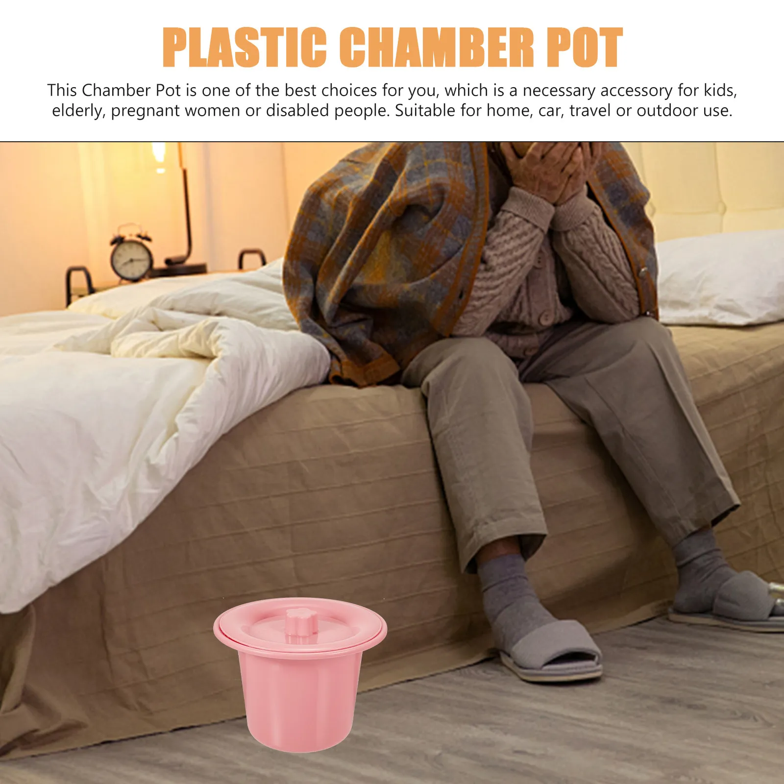 Premium Thick Plastic Covered Chamber Pot Portable Urinal for Elderly Disabled Kids Night Use Home Car Travel Hygienic Non-Slip