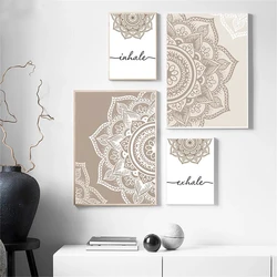 Bohemian Floral Beige 5d Diy Diamond Painting Exhale Inhale Mandal Yoga Zen Diamond Embroidrey Full Square Round Mosaic Art Gift