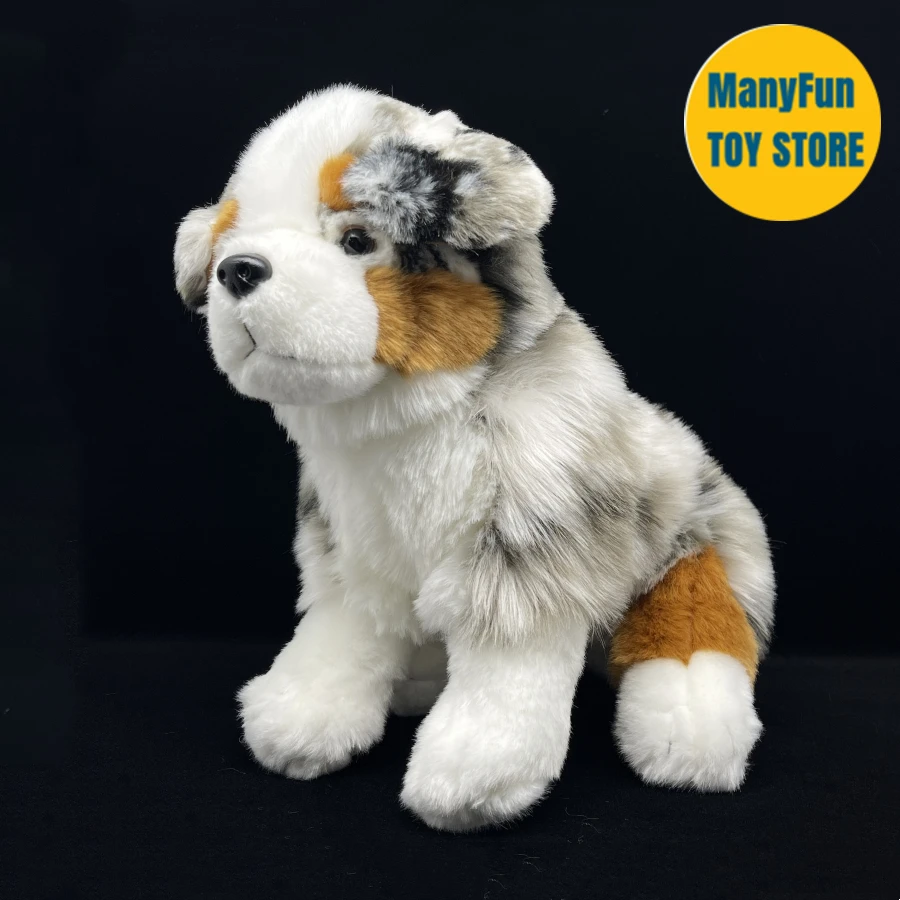 Realistic Australian Shepherd Dog High Fidelity Cute Plushie Dogs Plush Toys Lifelike Animals Simulation Stuffed Doll Toy Gifts