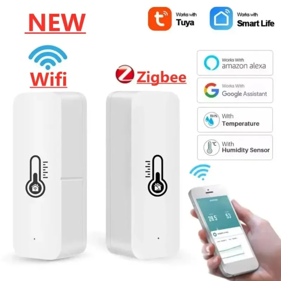 Tuya Wifi ZigBee Smart Temperature Humidity Sensor Indoor Outdoor Hygrometer Thermometer Detector Alexa Google Home SmartLife