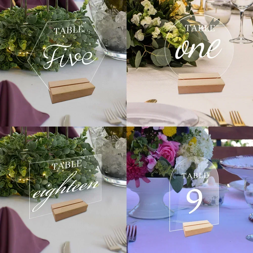 Cartello da tavolo in acrilico trasparente vuoto, supporto per reception, supporto per targa per esposizione di nozze, cartello da tavolo ad arco fai da te, cartello con numero di ristorante