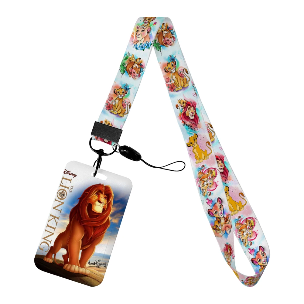 Il Re Leone Simba Disney Tracolla Cordino Film Ragazzi Copertina della carta Cartoon Porta badge Carta d'identità Studenti Appendere la corda Regali