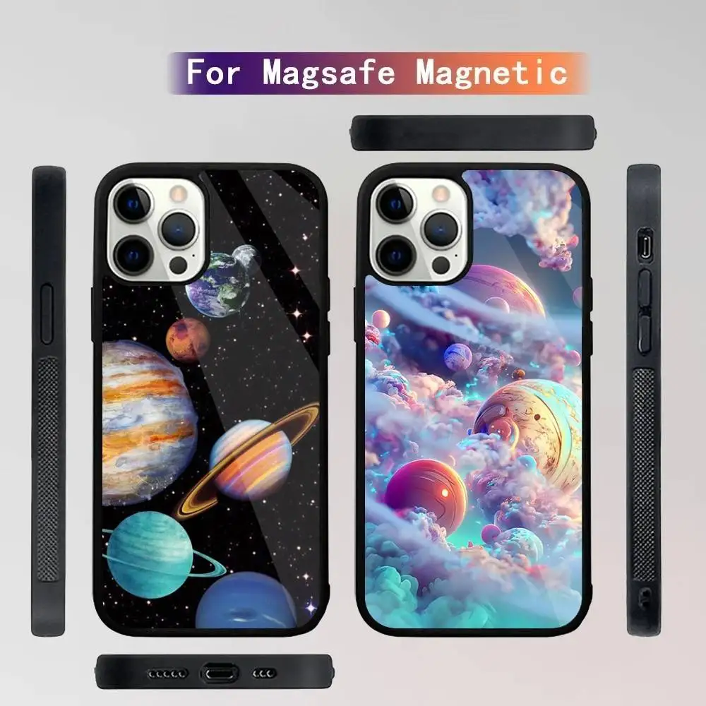 

Magic Space Moon Phone Case For iPhone 16,15,14,13,12,11,Plus,Pro,Max Mini Magsafe Magnetic Wireless Charging