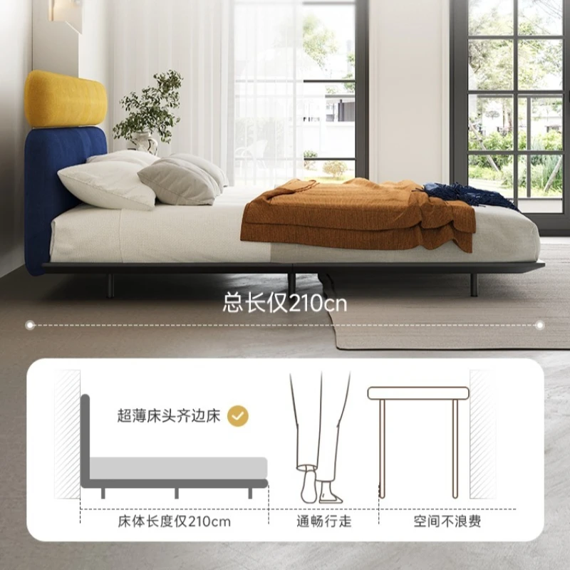 Modern simple fabric bed dopamine wind 1.8 meters double wedding bed
