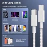 Câble USB C vers USB C 3 pièces, 100W, charge rapide, compatible avec iPhone 16, 15, Samsung, Xiaomi, Huawei, etc. 5