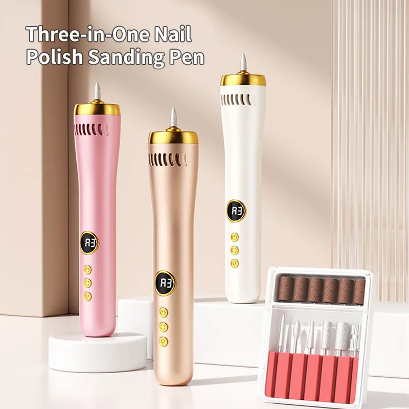 

Three-in-One NailPolish Sanding Pen，Multiple functionspaired with differentgrinding heads，Powerful spotlight beads 8 seconds qui