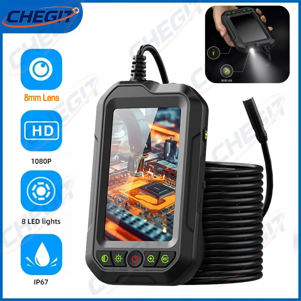 

New Industrial Endoscope Camera 4.3 "Single Lens HD 1080P Car Inspection Borescope IP67 Waterproof Sewer Camera With LED