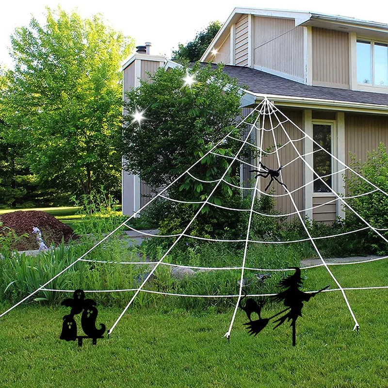 5m 7m Halloween Spider Triangle Web Simulation Extra Large Plush Spider Net Ghost Festival Indoor and Outdoor Decoration Props
