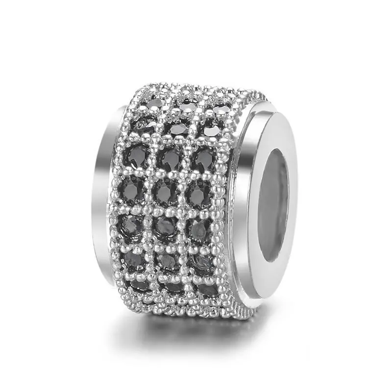 6PCS 6.5x8.5MM Brass and Zircon Cylinder Spacer Beads Bracelets Beads Diy Jewelry Making Supplies Diy Findings Accessories