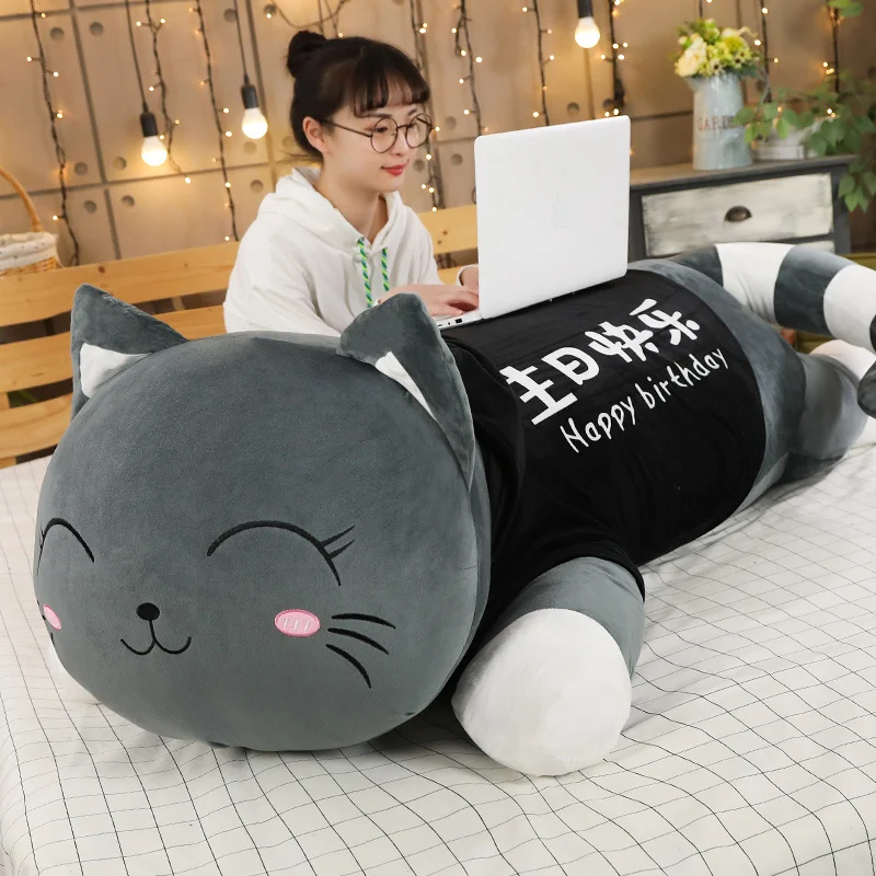 110 cm di grandi dimensioni di alta qualità simpatico gatto peluche morbido cartone animato animale farcito bambola divano letto cuscino cuscino ragazza regalo di compleanno per bambini