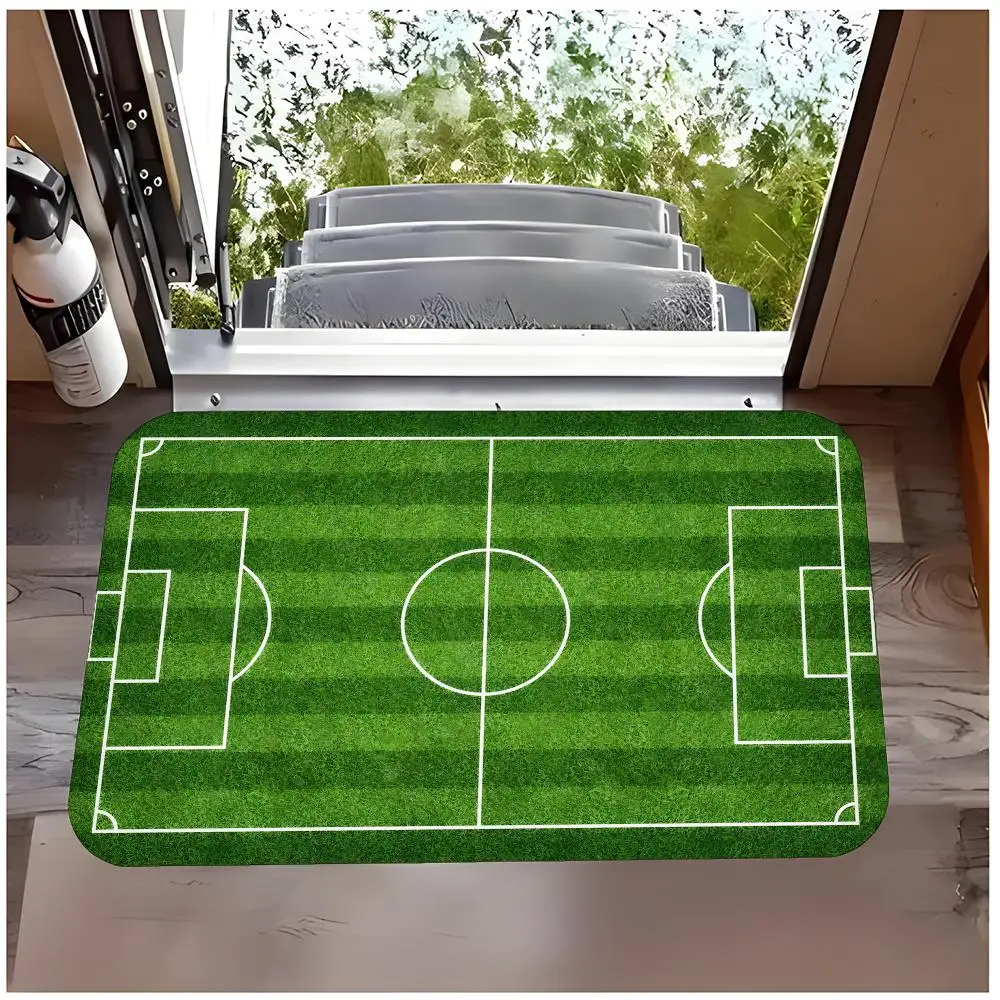 Scene Sport F-Football Field Floor Mat Non Slip Washable Flannel Doormat Water Absorbent Indoor Floor Carpet Rug