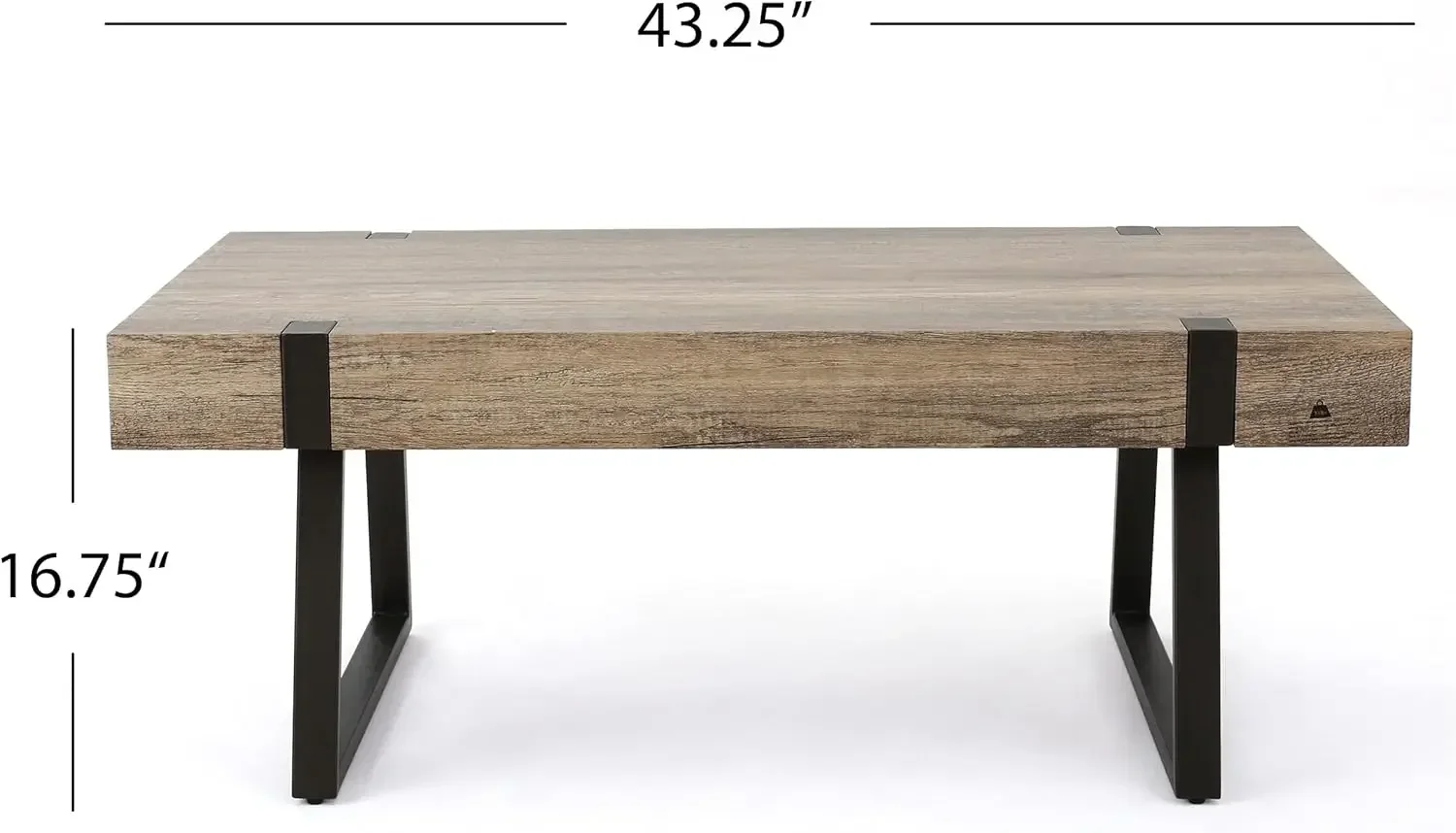 Abitha Faux Wood Coffee Table, Canyon Grey, 23.60 in x 43.25 in x 16.75 in