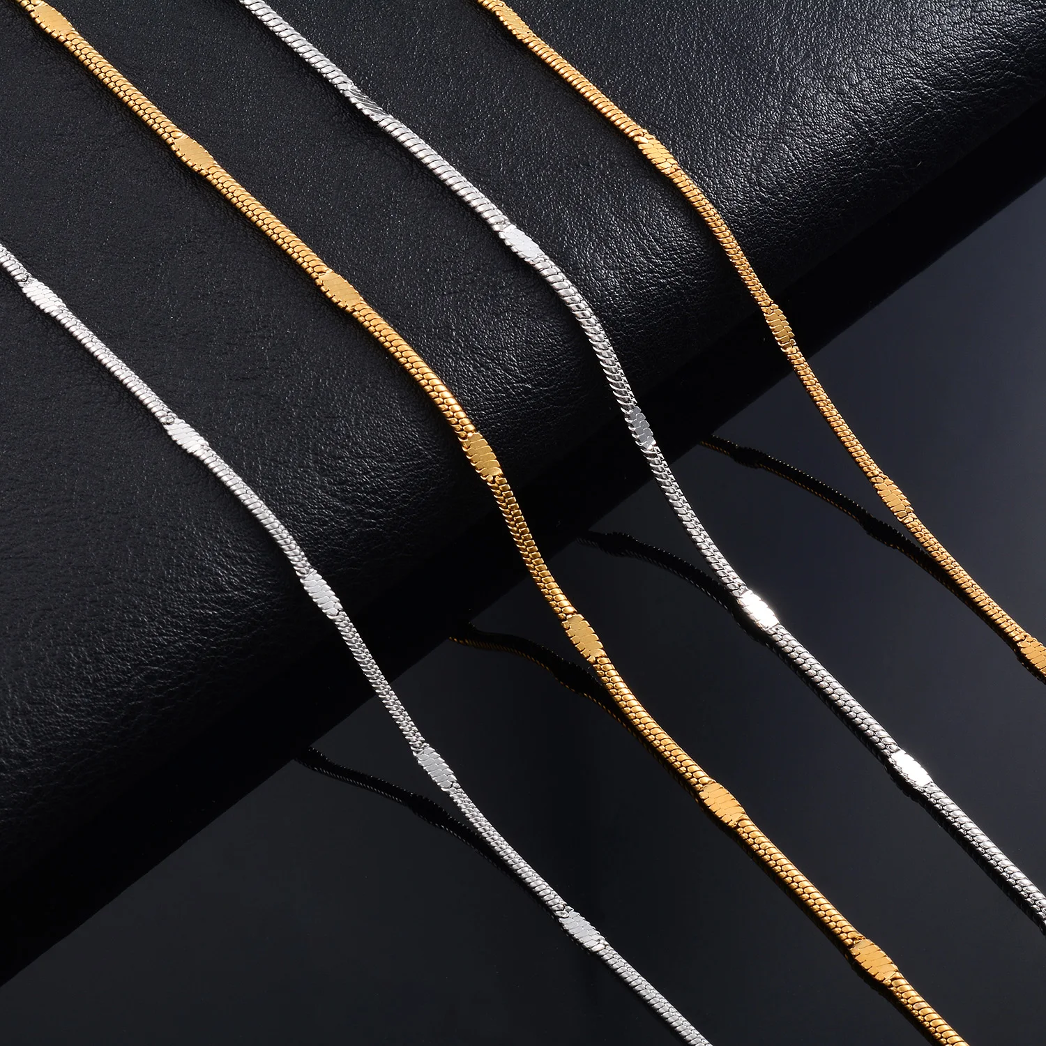 Dicke Edelstahl-Schlangenkette in Silber- und Goldfarbe mit Karabinerverschluss für DIY-Halsketten, minimalistischer Anhänger-Schmuck – Detail 1