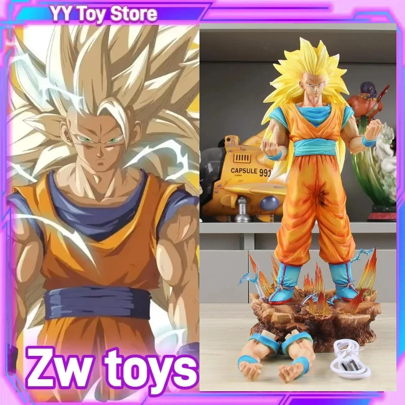 

35cm ZW Factory Goku SSJ3 Action Figure with LED Base Super Saiyan 3 Collectible Model Figurine Decoration Gift Toy