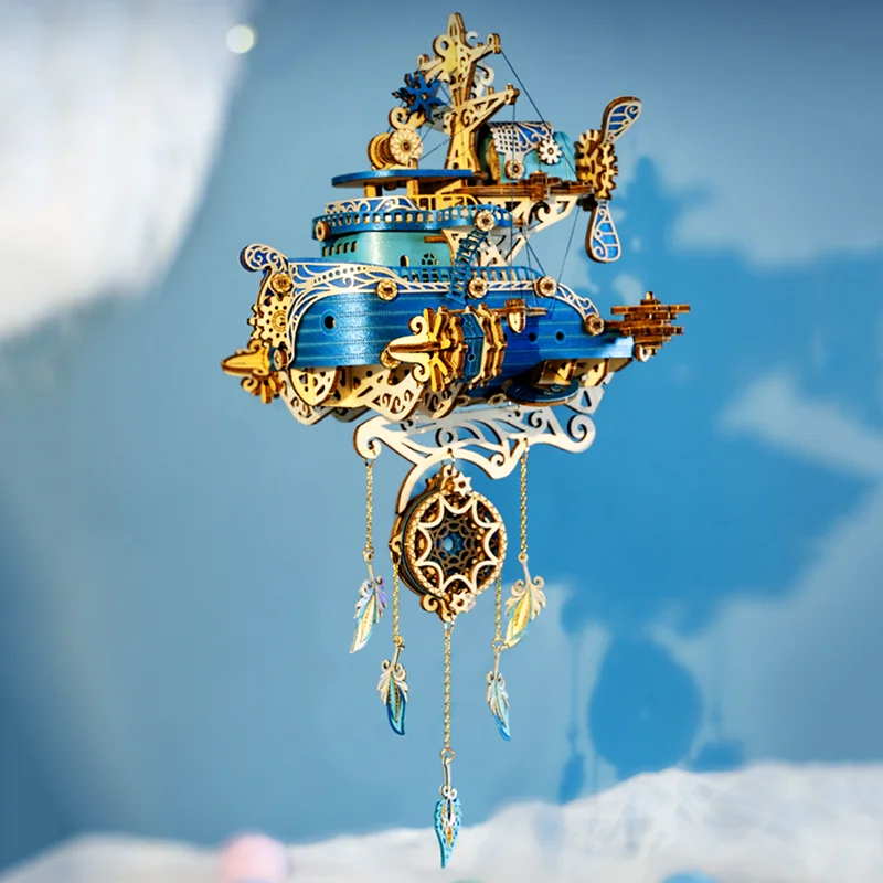 3d casa de bonecas de madeira apanhador de sonhos barco modelo bloco de construção diy montar brinquedos para adultos crianças presente aniversário decoração casa