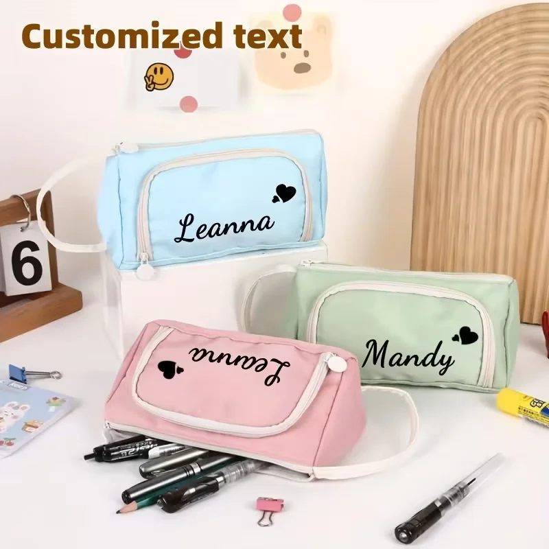 1 Piece Personalized Custom Pencil Case, Triangular Pencil Box, Customized with Name or Letters, Large Capacity Pencil Case, Stylish Stationery Box, Stationery Bag Suitable for Middle School Students, Ideal Back-To-School Gift