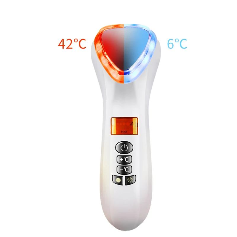 Anti invecchiamento della pelle che stringe lo strumento di bellezza macchina per crioterapia ad ultrasuoni LED Hot Cold Hammer Face Lifting Vibration Massager