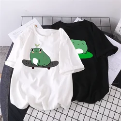 Cute Frog Women's Round Neck T-shirt Short Sleeve T-shirt Loose Korean Version of The Top Gothic Kawaii Wholesale TOPS TEE