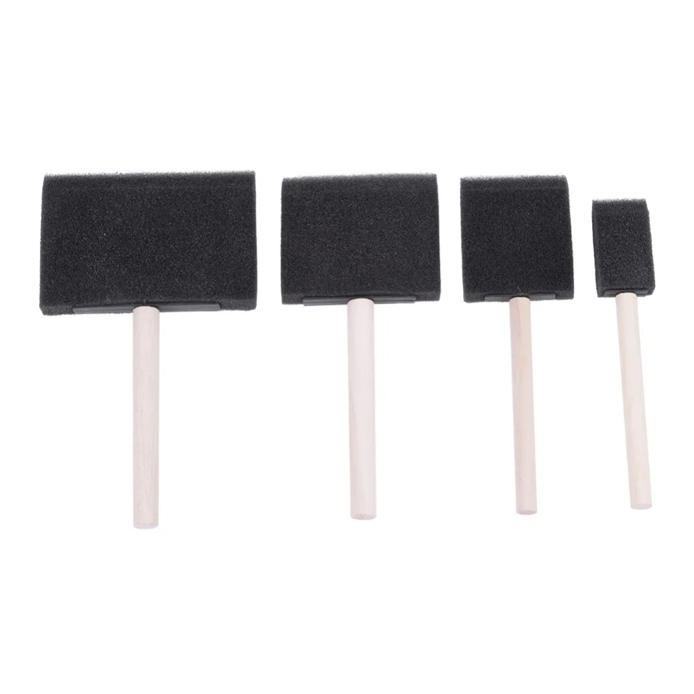 4PCS Handy Black Foam Sponge Brush Wooden Handle Soft Multi-Purpose Brush Dust Cleaning Foam Brush Surface Dust Clearing