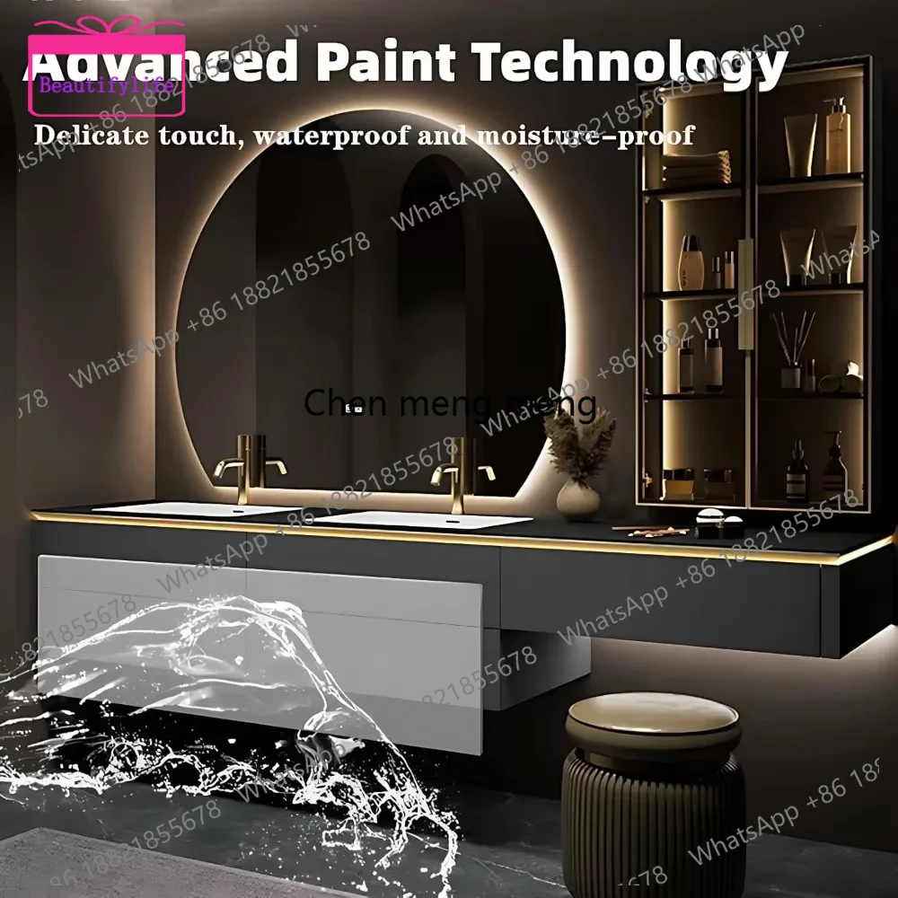 YL Bathroom Vanity With Sink Solid Wood Smart Home Improvement Furniture Fixture Bathroom Vanity Cabinet With Sink and Mirror
