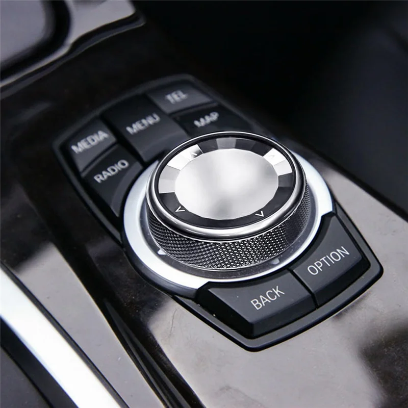 Console Multimedia Knob Switch Button Cover Trim For BMW 1 2 3 4 5 7 X1 X3 X4 X5 X6 7-Button Idrive (Crystal)
