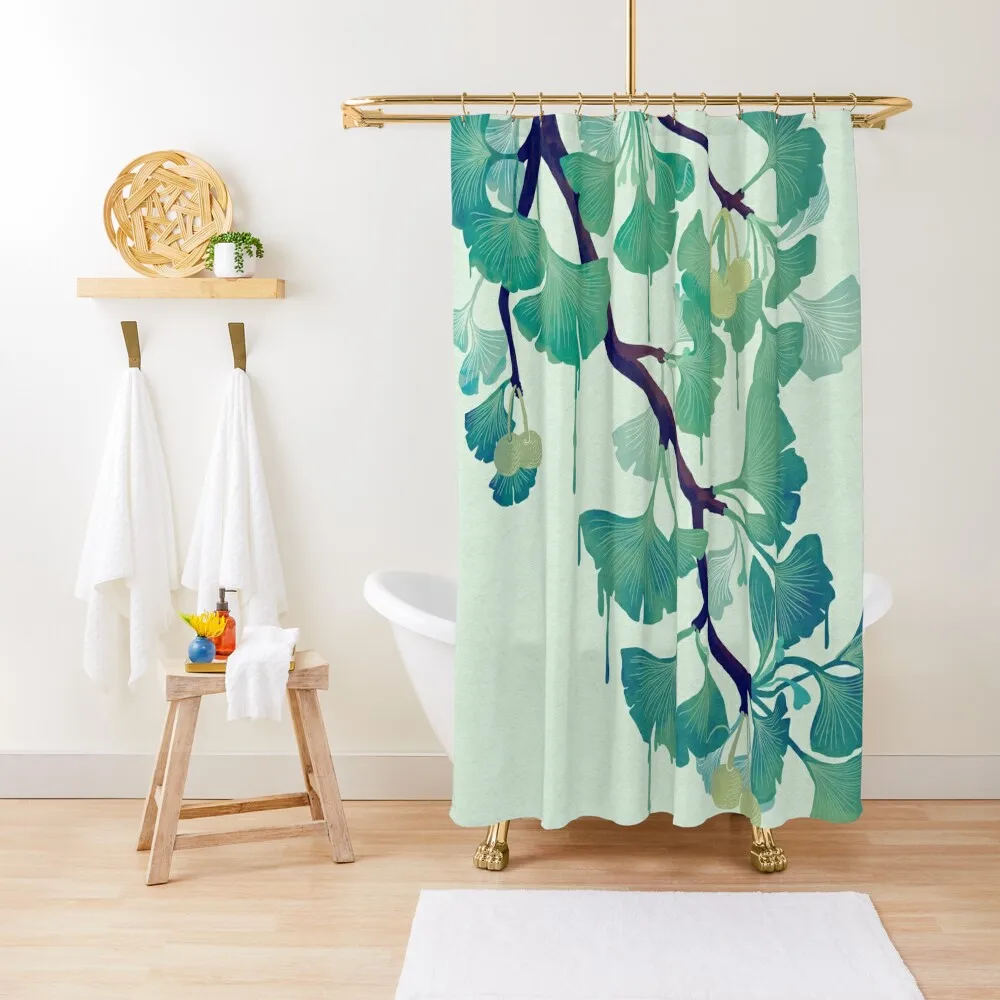 

O Ginkgo (in Green) Shower Curtain Bathroom Accessories Anime Bathroom For The Bathroom Luxury Shower Curtain