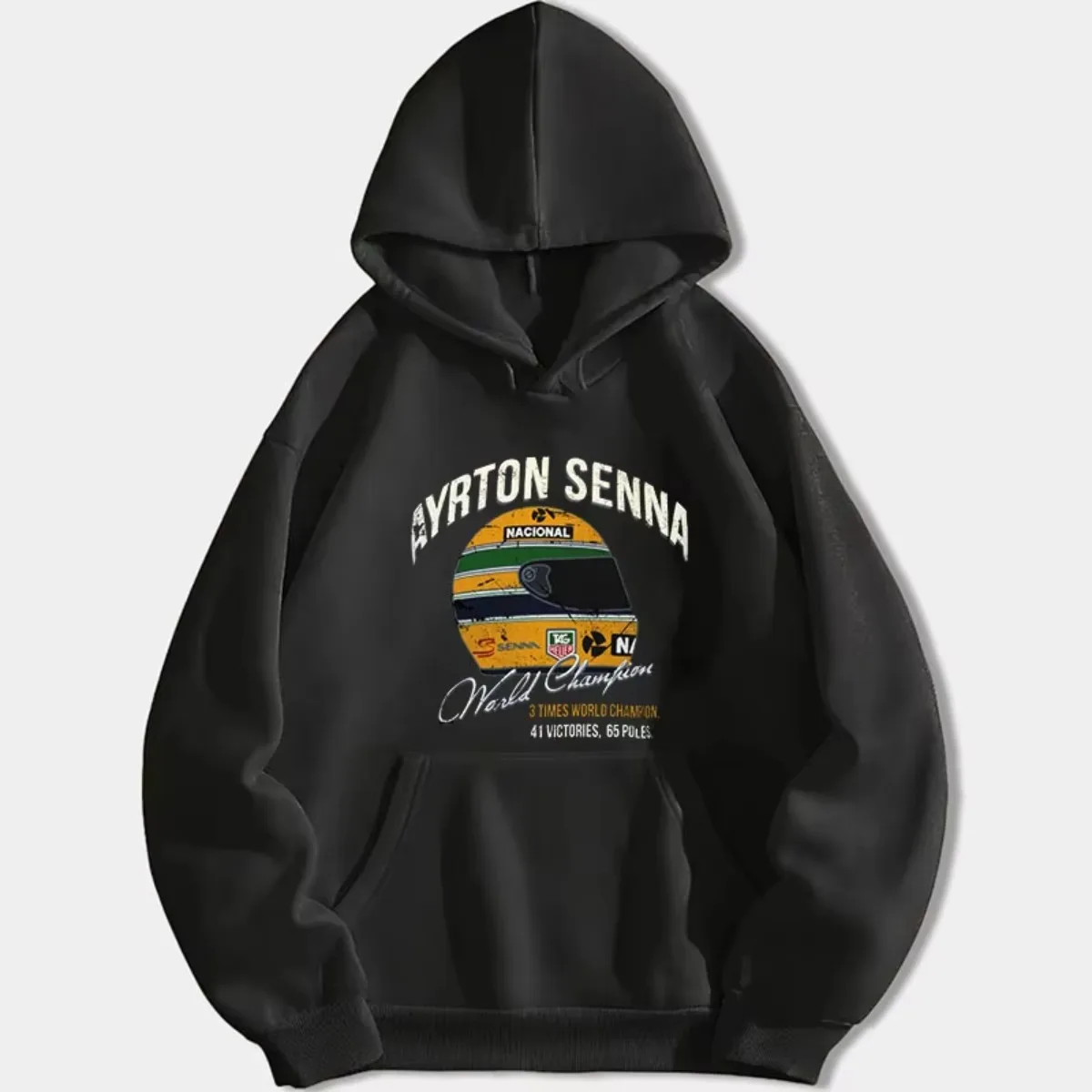 Ayrton Senna Hoodie Vintage World Championship Casual Sweatshirt Unisex Long Sleeve Humor Street Fashion Style Hooded Pullover