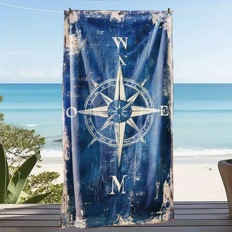 Vintage Compass-Print Beach Towel: Ideal for Sunny Getaways Suitable for towels, bath towels, beach towels
